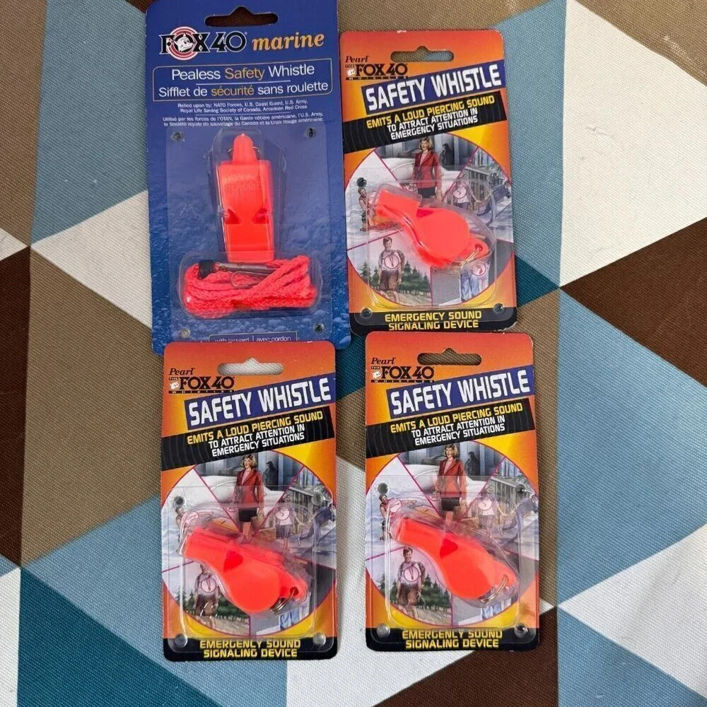 Fox  40 Safety whistles (4 pack)‎ brand new unopened.